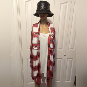 Flycurvy plus size blazer weight light red plaid size 3XL.